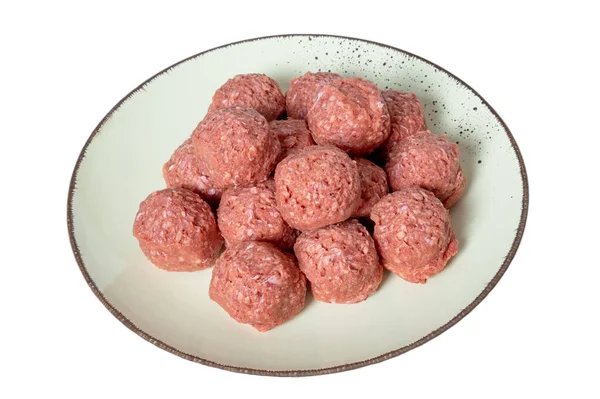Raw Beef Meatballs Plate — Stock Photo, Image