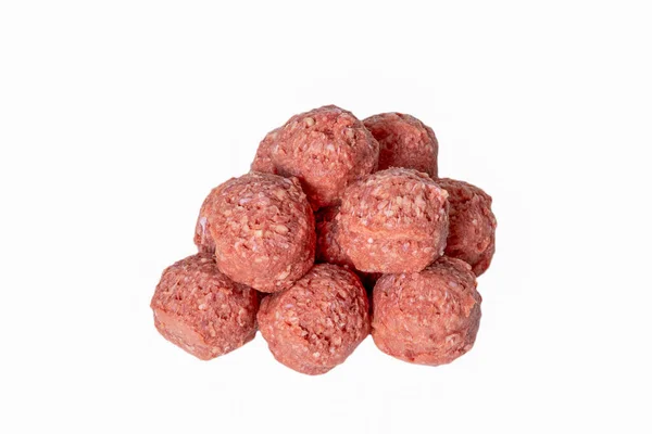 Raw Beef Meatballs Isolated White Background — Stock Photo, Image