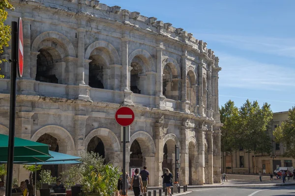 Αρένα Του Nmes Στο Gard Στο Languedoc Occitanie Γαλλία — Φωτογραφία Αρχείου