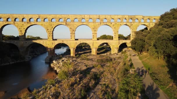 Coucher Soleil Sur Pont Gard — Video
