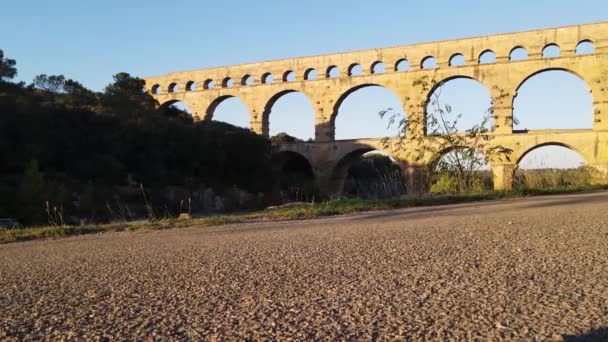 Zachód Słońca Nad Pont Gard — Wideo stockowe