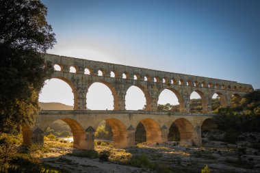 Pont du Gard 'da gün batımı