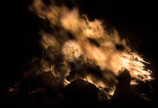 Les Flammes Feu Ardent Comme Source Chaleur — Photo