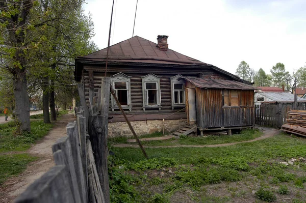 Una Casa Madera Una Casa Construcción Madera Rusia —  Fotos de Stock