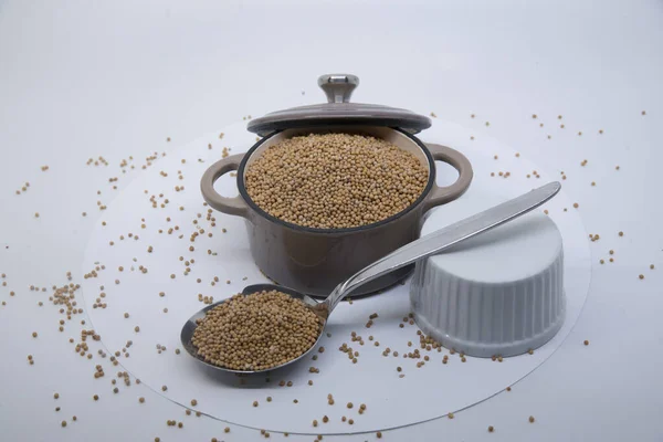 Mustard Seeds Kitchen Spice Used Cooking — Stock Photo, Image