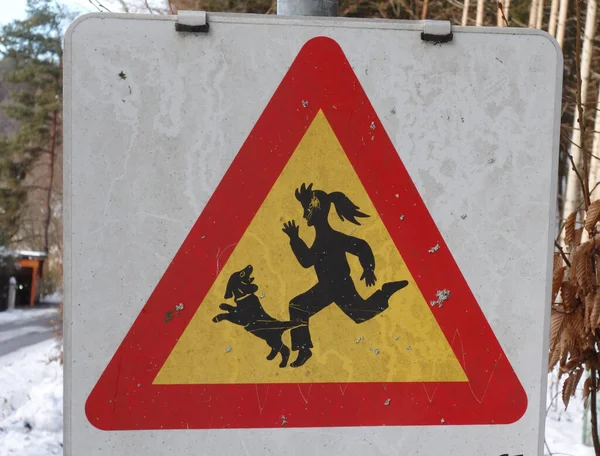 Aandacht Kinderen Verkeersbord Weg Naar School — Stockfoto