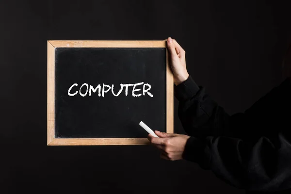 Een Bord Met Het Woord Computer Erop Geschreven — Stockfoto