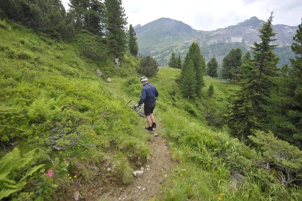 Dağların doğasında dağ bisikleti sporu