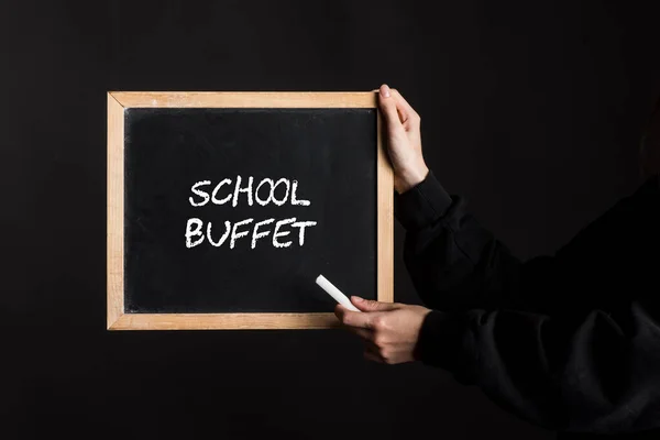 Blackboard Sign Word School Buffet Written — Stok fotoğraf