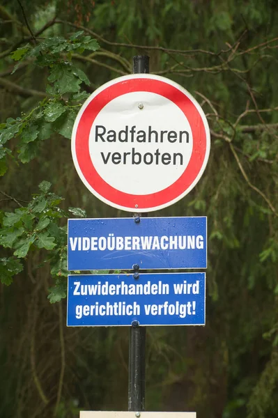 Driving Ban Road Sign Cyclists Nature — Stock Photo, Image