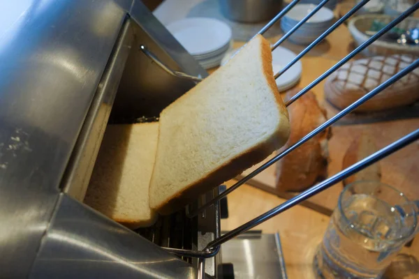 Шматочок Тостового Хліба Білий Хліб Основна Їжа — стокове фото