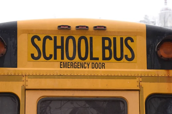 School Bus Driving Schoolchildren Safely School — Stock Photo, Image