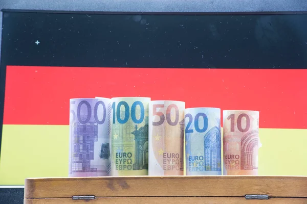 Euró Valuta Ban Zászló Európai Országokban — Stock Fotó