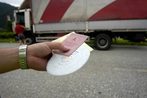 Tachograph Recording Driving Times Truck Driver —  Fotos de Stock