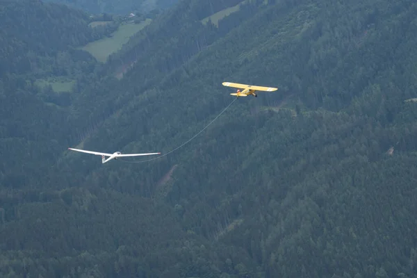 Towing Glider Aerotow Air — 图库照片