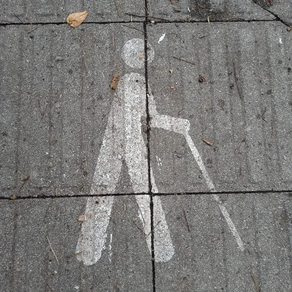 Cartel Ayuda Para Caminar Accesibilidad Marcado Calle — Foto de Stock