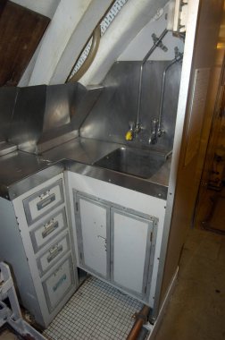 inside a submarine or sub, a watercraft for underwater transportation