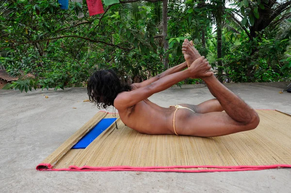 Dhanurasana Bow Pose Back Bending Exercise Yoga — Stock Fotó