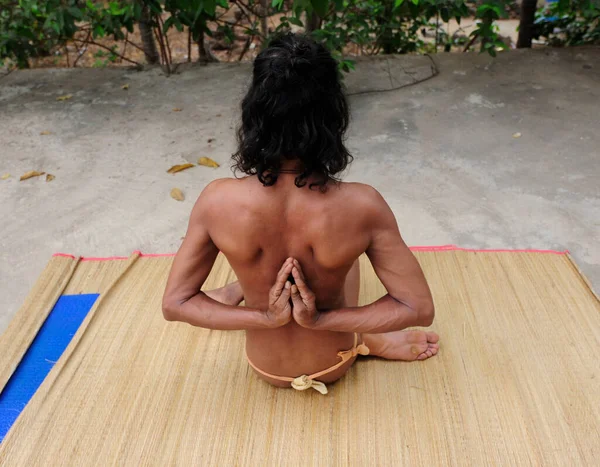 Pashchima Namaskarasana Reverse Prayer Pose Exercise Yoga — Stock Fotó