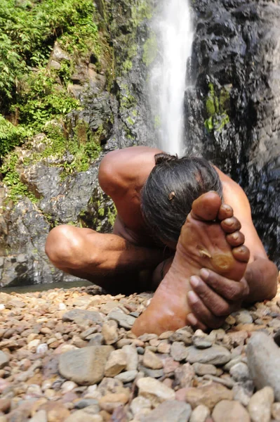 Janu Sirsasana Head Knee Pose Exercise Yoga — Stock Fotó