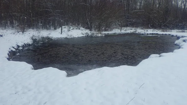 Lac Paysage Naturel Froid Avec Eau Hiver — Photo