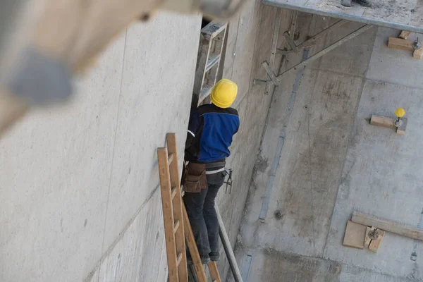 Keamanan Dan Bahaya Pekerja Konstruksi Lokasi Konstruksi — Stok Foto