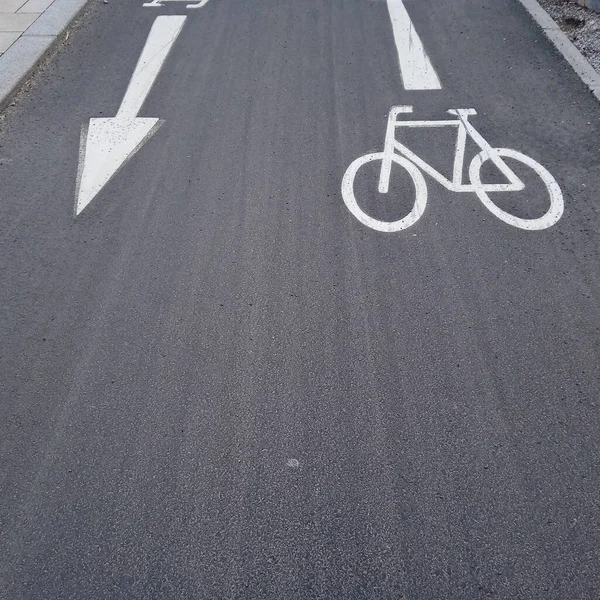 Piste Cyclable Balisée Dans Rue Avec Pictogramme Vélo — Photo