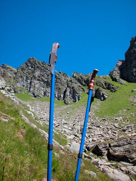 Bastón Para Caminar Las Montañas Los Alpes — Foto de Stock