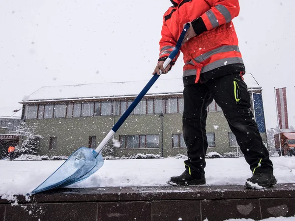 Snow Removal Snow Shovel Winter Time — Stock Photo, Image