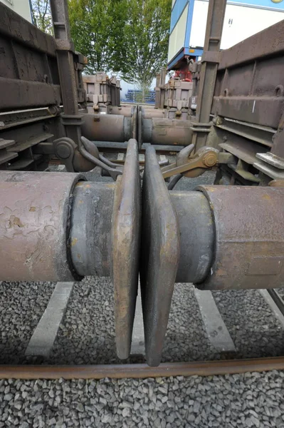 Een Goederentrein Voor Goederenvervoer Spoor — Stockfoto