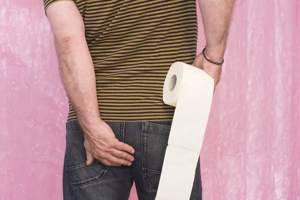 Male Person Hemorrhoids Holding Painful Area Backside — Fotografia de Stock