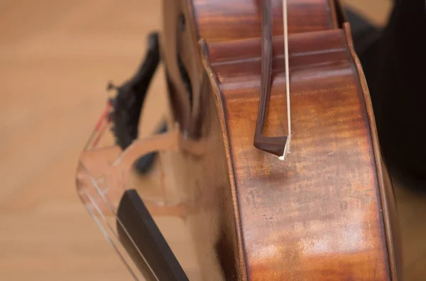 Cello Eller Violoncello Stråkinstrument Som Spelas Med Rosett — Stockfoto