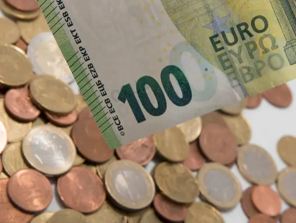 100 Notas Euro Moeda União Europeia Negócios Finanças — Fotografia de Stock