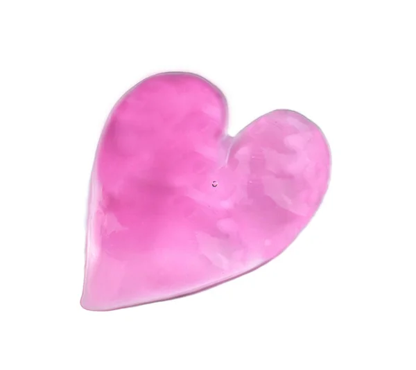 Δομή Ενός Ροζ Τζελ Σχήμα Καρδιάς Λευκό Φόντο Απομονώστε — Φωτογραφία Αρχείου