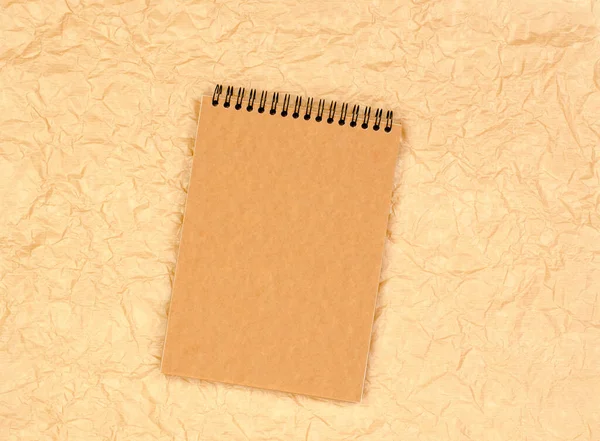 Brown Notepad Craftpaper Background Beige Crumpled Parchment Paper Loose Leaf — Stock Photo, Image