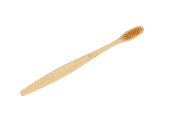 Wooden Toothbrush White Background Top View Isolate — Stock Photo, Image