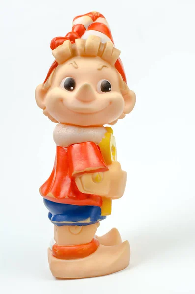 Old Rubber Toy Pinocchio White Background Ussr Toy — Stockfoto