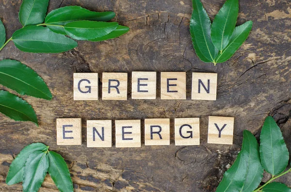 Zelený Energetický Nápis Dřevěných Kostkách Koncept Ochrany Životního Prostředí Zelená — Stock fotografie