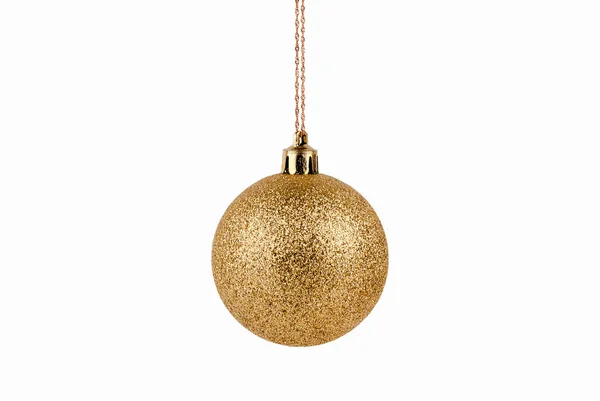 Золотой Блестящий Рождественский Мяч Рождественская Новогодняя Ёлка Белом Фоне — стоковое фото