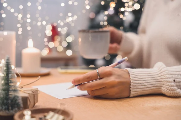 Cél Tervez Csinálni Kívánságlistát Újévi Karácsonyi Koncepció Lány Írás Notebook Jogdíjmentes Stock Fotók