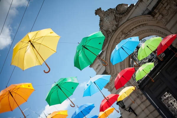 Paraplu's in Lviv Rechtenvrije Stockafbeeldingen
