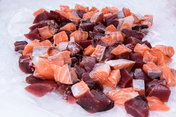 Färska salomon & tonfisk — Stockfoto