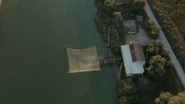 Uitzicht Vanuit Lucht Vissershutten Rivier Die Uitmondt Adriatische Zee Lido — Stockvideo