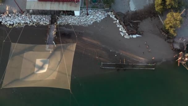 Αεροφωτογραφία Της Αλιείας Καλύβες Στο Ποτάμι Lido Dante Fiumi Uniti — Αρχείο Βίντεο