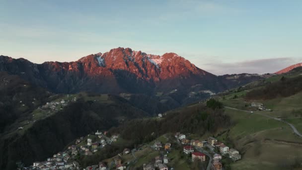 Прекрасна Панорама Долини Серіана Гори Світанку Оробі Альпи Бергамо Італія — стокове відео