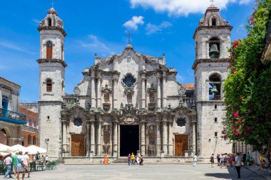 Cathedral of Havana at Cuba. The Church of St. Christopher. The historical center of the old Cuba.