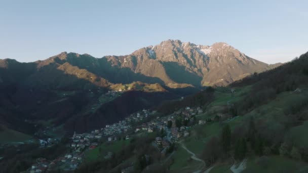 Beautiful Aerial View Seriana Valley Its Mountains Morning Orobie Alps — Stock Video