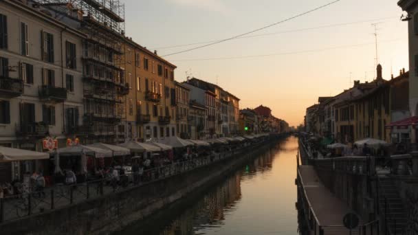 Milan Italie Février 2022 Time Lapse Darsena Naviglio Grande Evening — Video