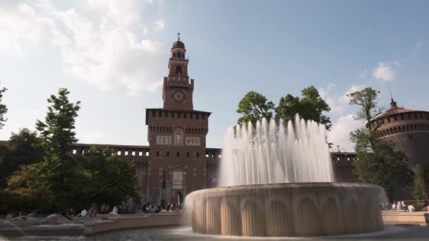 Milan Italy May 2022 Time Lapse Sforza Castle Nice View — стоковое видео