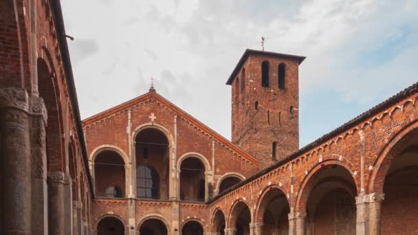Milan Italy May 2022 Time Lapse Saint Ambrogio Church Brick — Vídeos de Stock